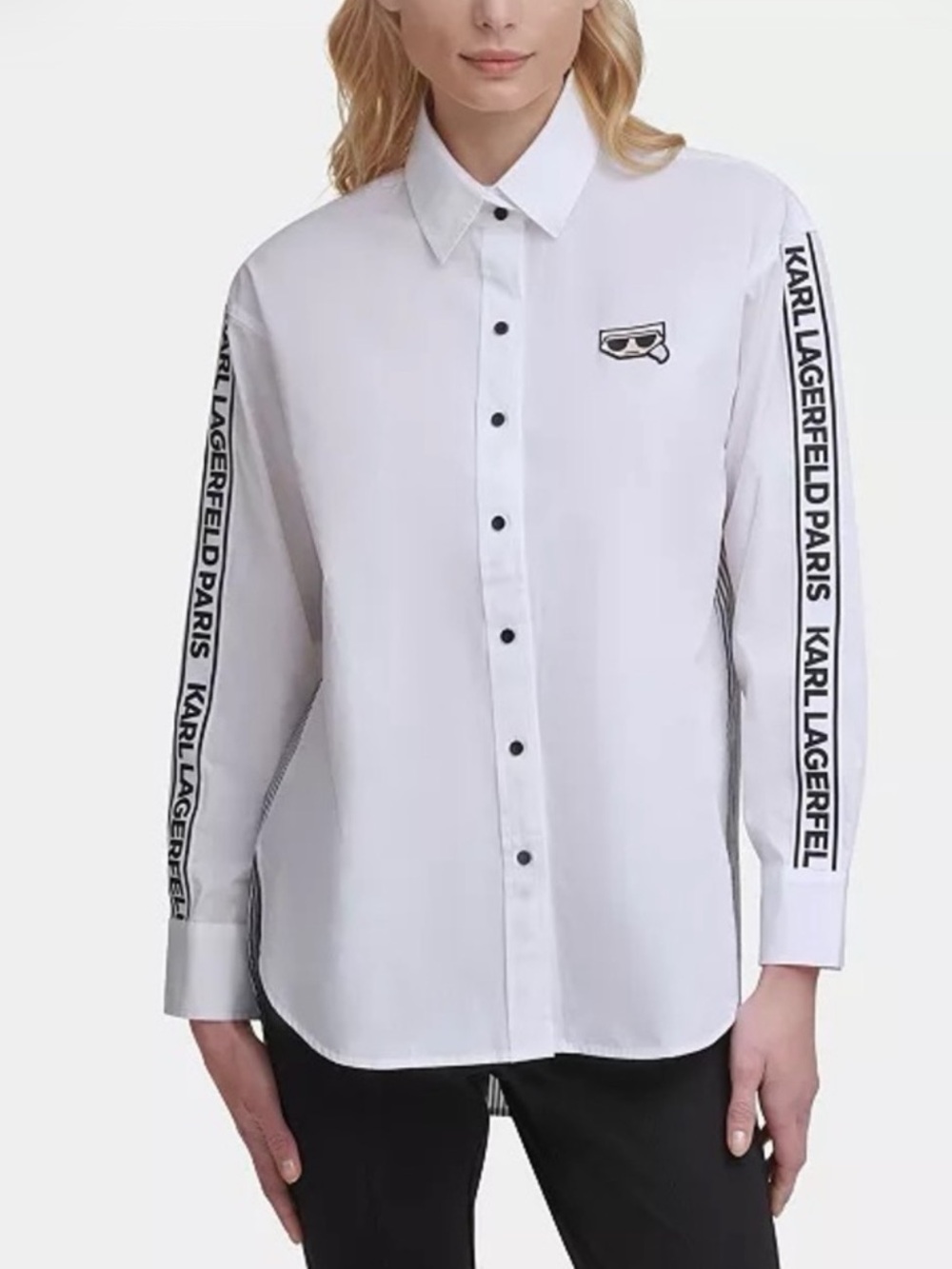 Karl Lagerfeld Paris Limited Edition, Striped Logo Taped Shirt